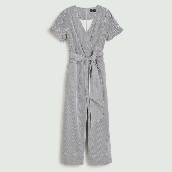 J. Crew Pants - J. Crew Pinstripe Wrap Jumpsuit in Black & White